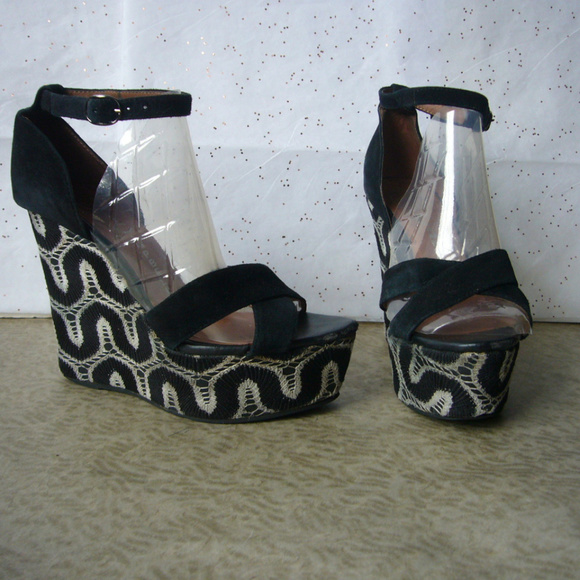 Jeffrey Campbell Ibiza Geometric Crochet Platform Wedge Sandal - 7.5 Festival - Picture 1 of 8